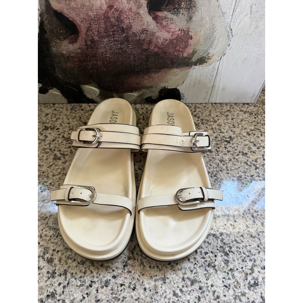 Jason Wu Rhonda Sandals Cream Dual-Strap design Buckle Closures Women's Size 7.5